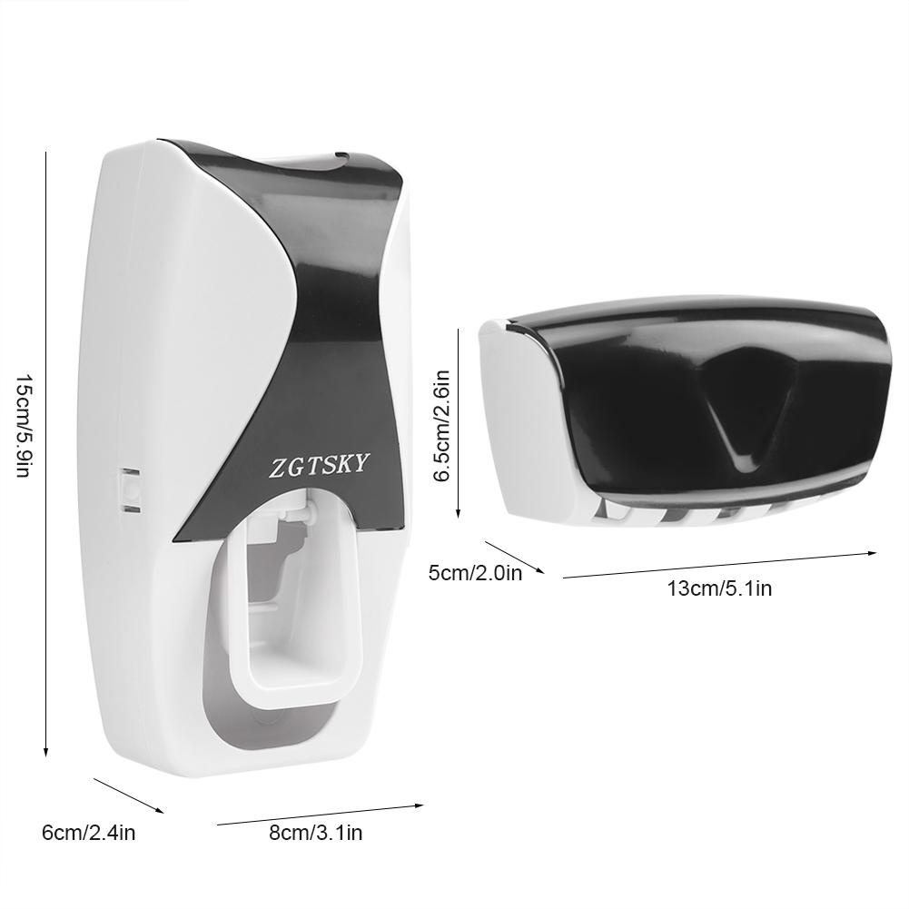 Wall Mounted Toothbrush Toothpaste Holder Automatic Toothpaste Dispenser Squeezer for Family Washroom BathroomBlack