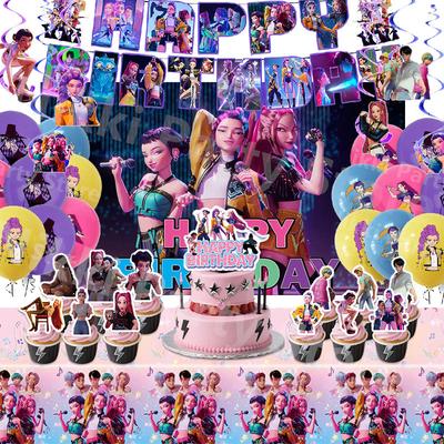 Nueva Fiesta de Cumpleaños de Cazadores de Demonios Decoración Vajilla Banner Decoración Topper para Pastel Globo Niña Niño Coreano Kpop Anime Suministros para Fiesta