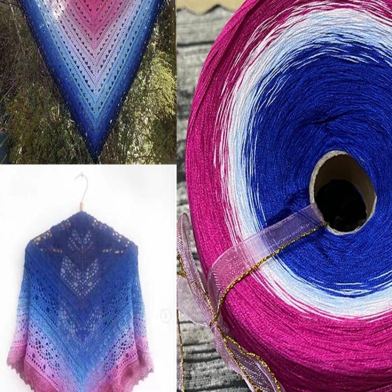 300g Pure Cotton Cake Thread Gradient Long Section Dyed No. 8 Lace Thread for DIY Hand-knitted Shawl Short-sleeved Skirt Blanket