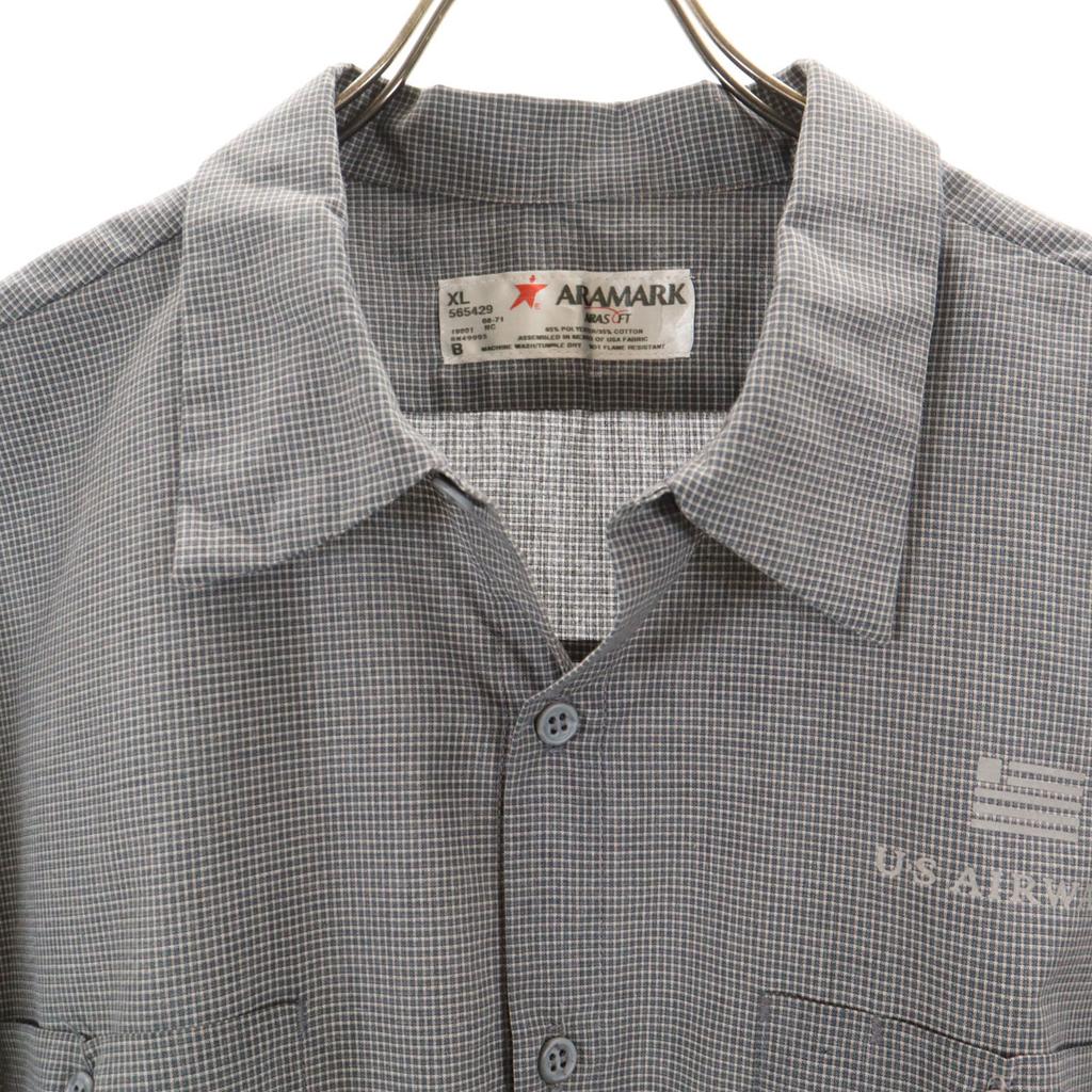 ARAMARK check Short sleeve shirt XL Gray Men's Used