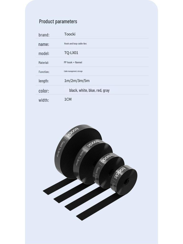 Hook & Loop Self-Adhesive Cable Organizer - Wall-Mounted Cord & Wire Ties