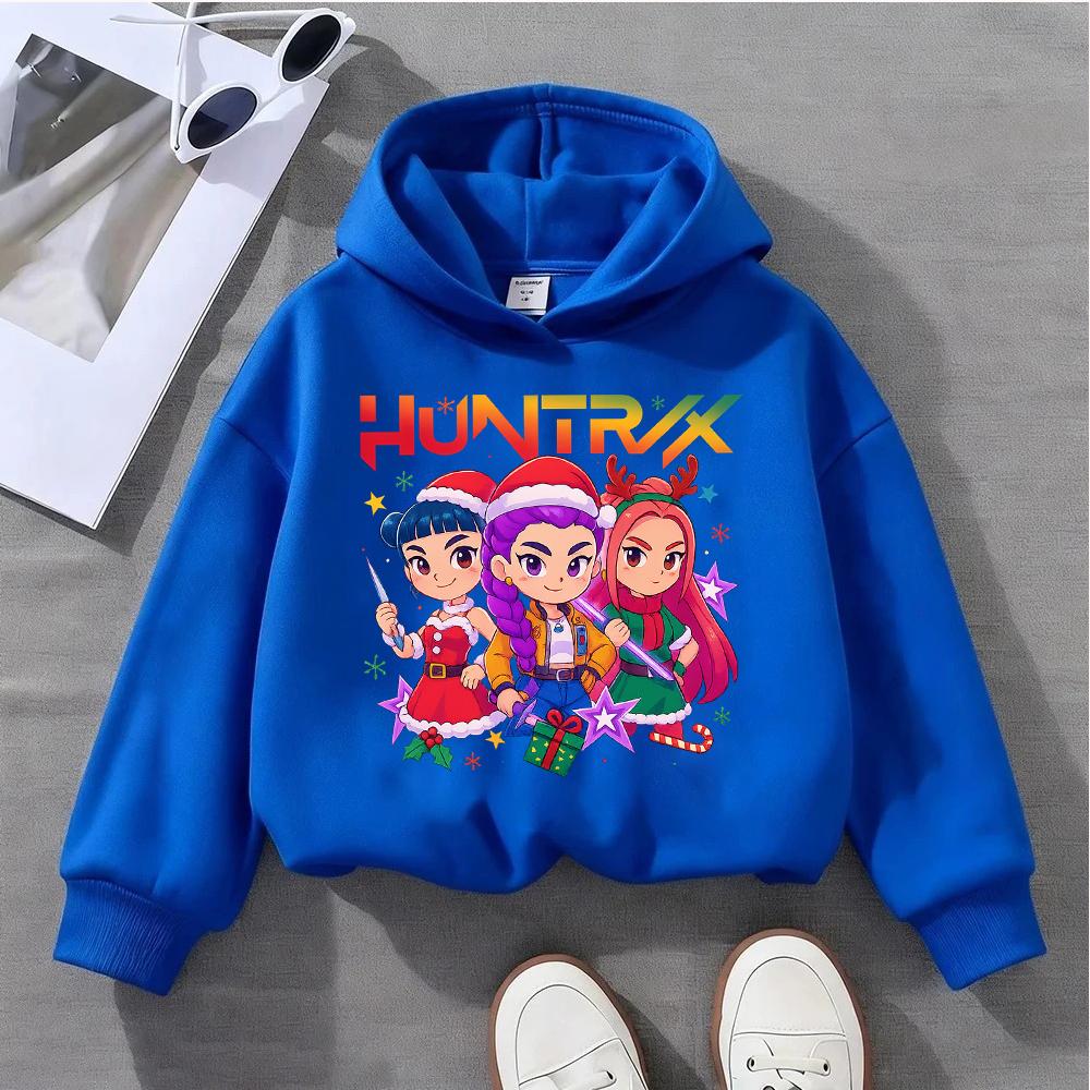 Adorable Kids Christmas Hoodie with Cute Anime Girls Design HUNTRIX Perfect for Festive Season