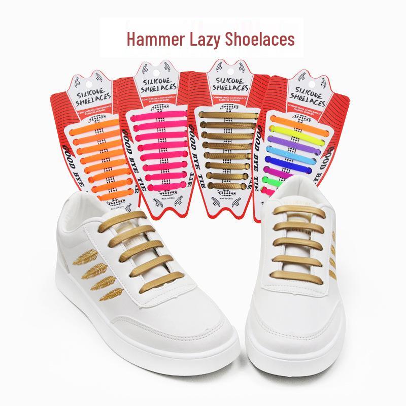 Lacets de chaussures créatifs en silicone élastique avec marteau