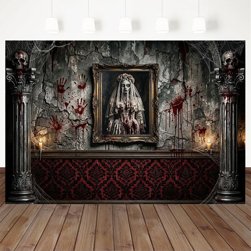 Mocsicka Halloween Photography Backdrop Bride Party Decor Background Terrifying Skull Studio Wall Poster Shooting Prop Photocall