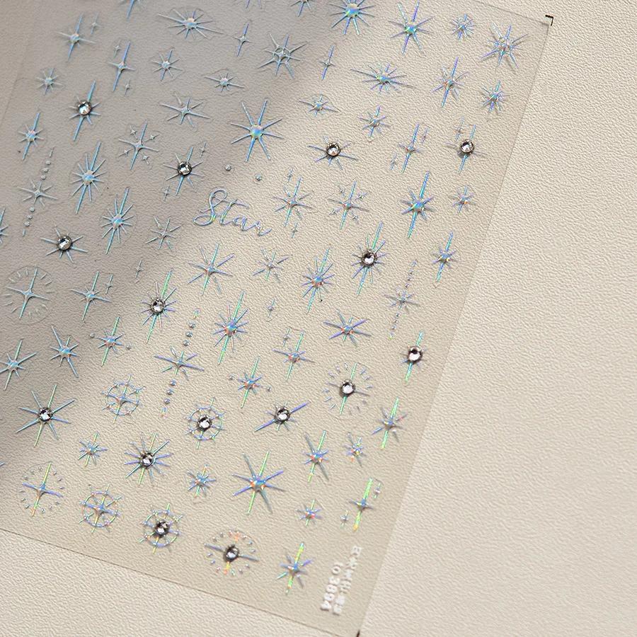 Charming Hollow Stars Love Geometric Five-pointed Star Self Adhesive 5D Nail Art Decorations Stickers Shiny Manicure Decal