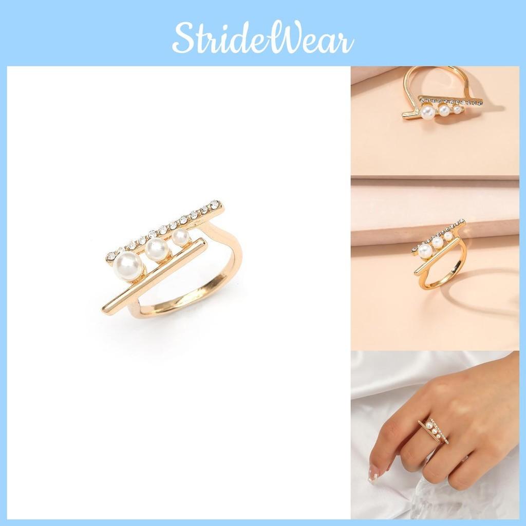 Minimalist Pearl Modern Adjustable Ring With Unique Geometric Design Ideal For Enthusiasts Fashion