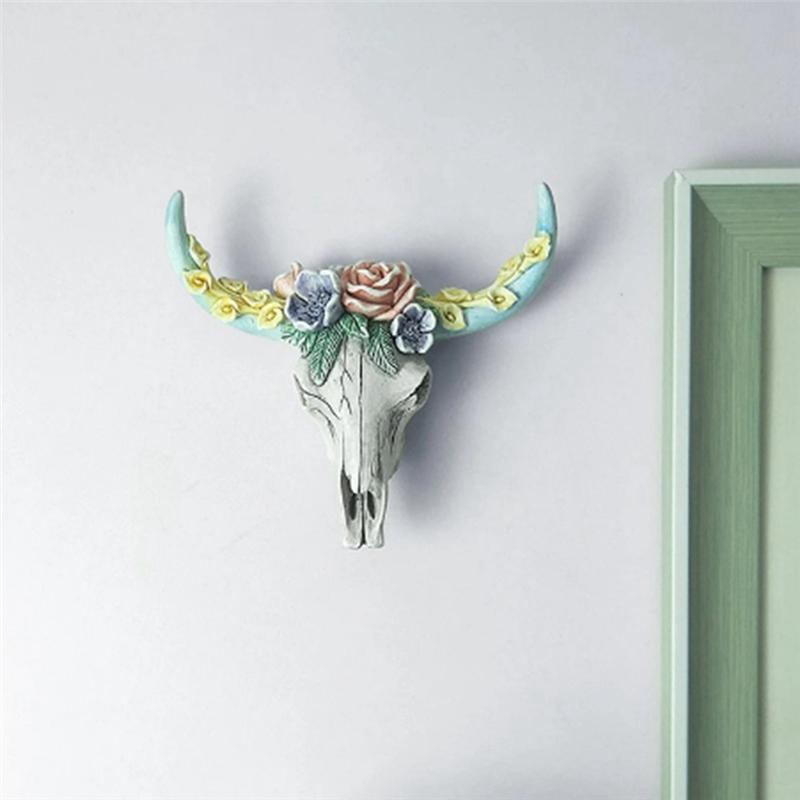 M-Modern-Rinderkopf Wandbehang Sukkulenten Blume Rinderkopf Miniaturfiguren Tier escultura Heim Hängende Ornamente Dekor