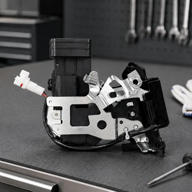 Lock Actuator Service Part 69150-0C010, 2001-2007 Application Reference, Rear Door Assembly with Bracket, Spring Mechanism, and Wire Lead