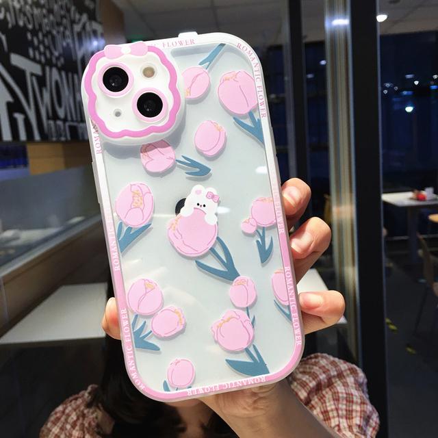 Cute Cartoon Flower Fruit Phone Case For Iphone 14 13 11 12 Pro Max Xs Max Xr X Xs 14pro Clear Shockproof Bumper Soft Back Cover