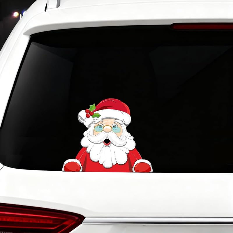 Christmas Decor Elf Peeking Sticker, Car Window Decals Vinyl Waterproof Stickers for Cars Truck SUV Laptop Bumper Car Stickers and Decals (Elf)