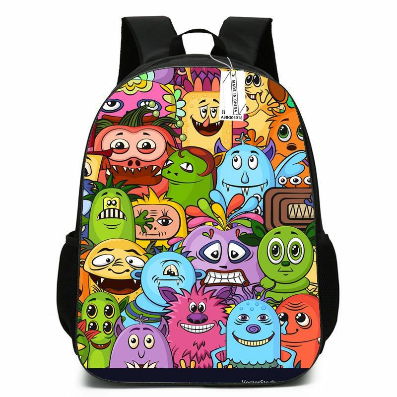 Zaino Scolastico per Bambini Ragazzi Ragazze - Carino Design Mostro Cartone Animato Tessuto Oxford Leggero Spallacci Imbottiti Traspiranti Grado