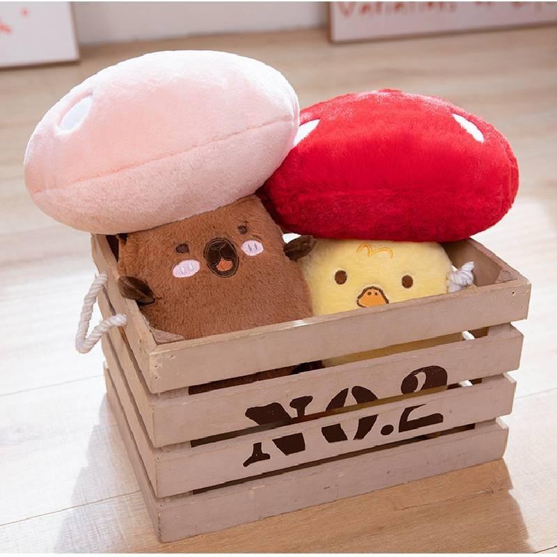 Cute Mushroom Plush Toy Stuffed Animal Doll Pillow Hanging Pendant 32cm Soft Pp Cotton Short Plush Waterfowl Duck Cat Design