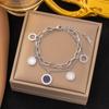 18K Gold Plated 316L Fashionable Titanium Steel Bracelets Waterproof Heart Roman Numerals Queen's Chain Link Bangles