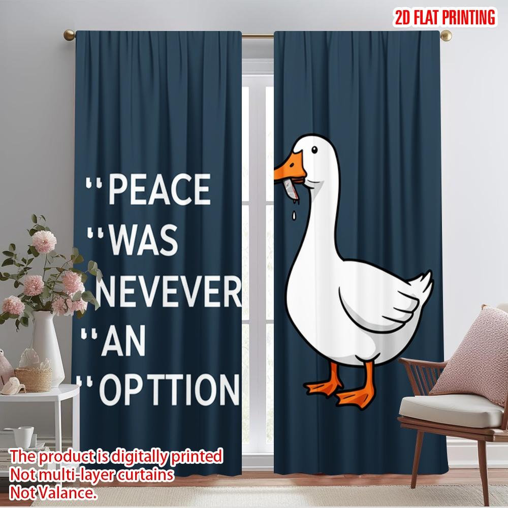 

2pcs 2D flat printing Curtain Peace Was Never Option Goose Polyester Fabric Without Electricity Seasonal Party & Holiday Decor 52.50×116.00 CM 2pcs