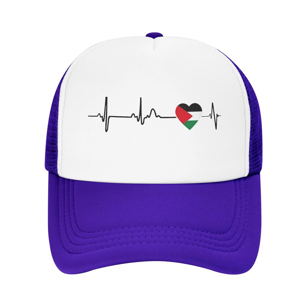 Heart Beat Palestine Mesh Baseball Caps Unisex Sport Trucker Worker Cap Hat Adjustable Summer Trucker Cap