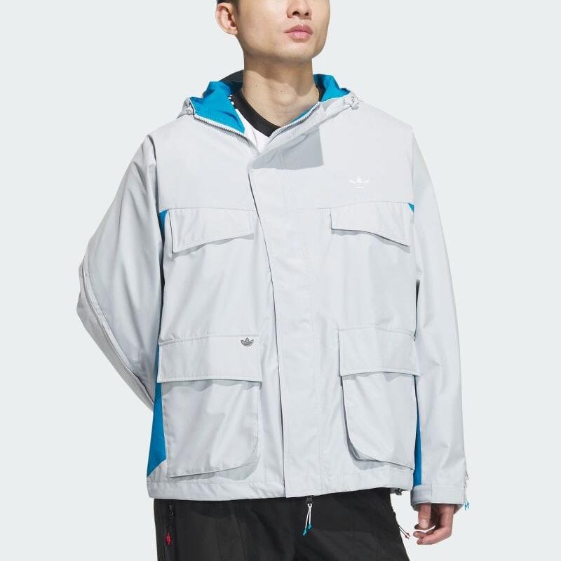 Adidas Originals X Ordinary People Collaboration FW24 Fashion Loose Hooded Waterproof Jacket Men Jacket Clear-Gray JN5824