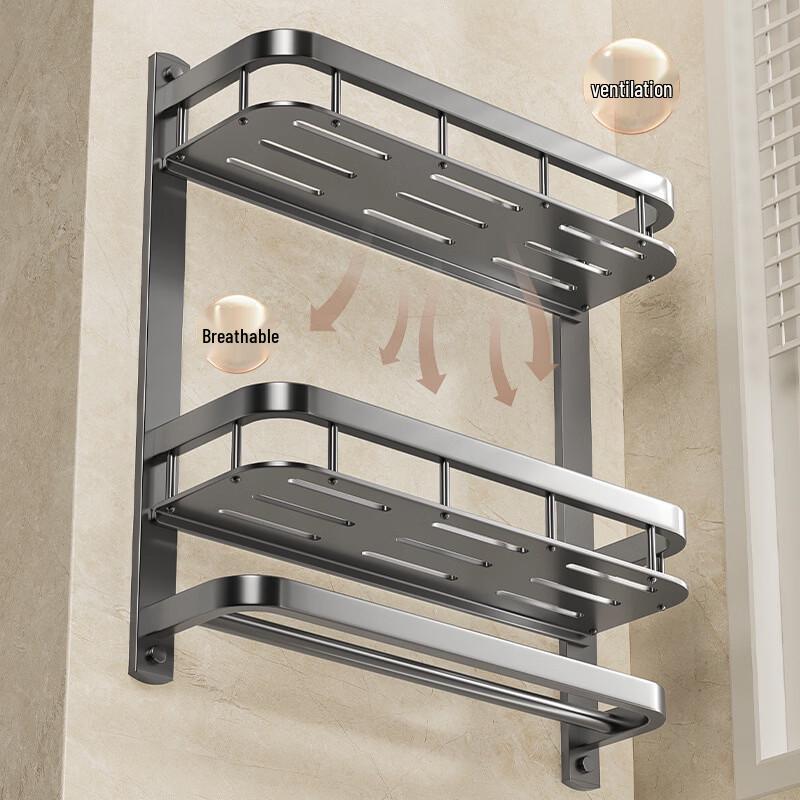 Punch-Free Wall-Mounted Bathroom Storage Shelf