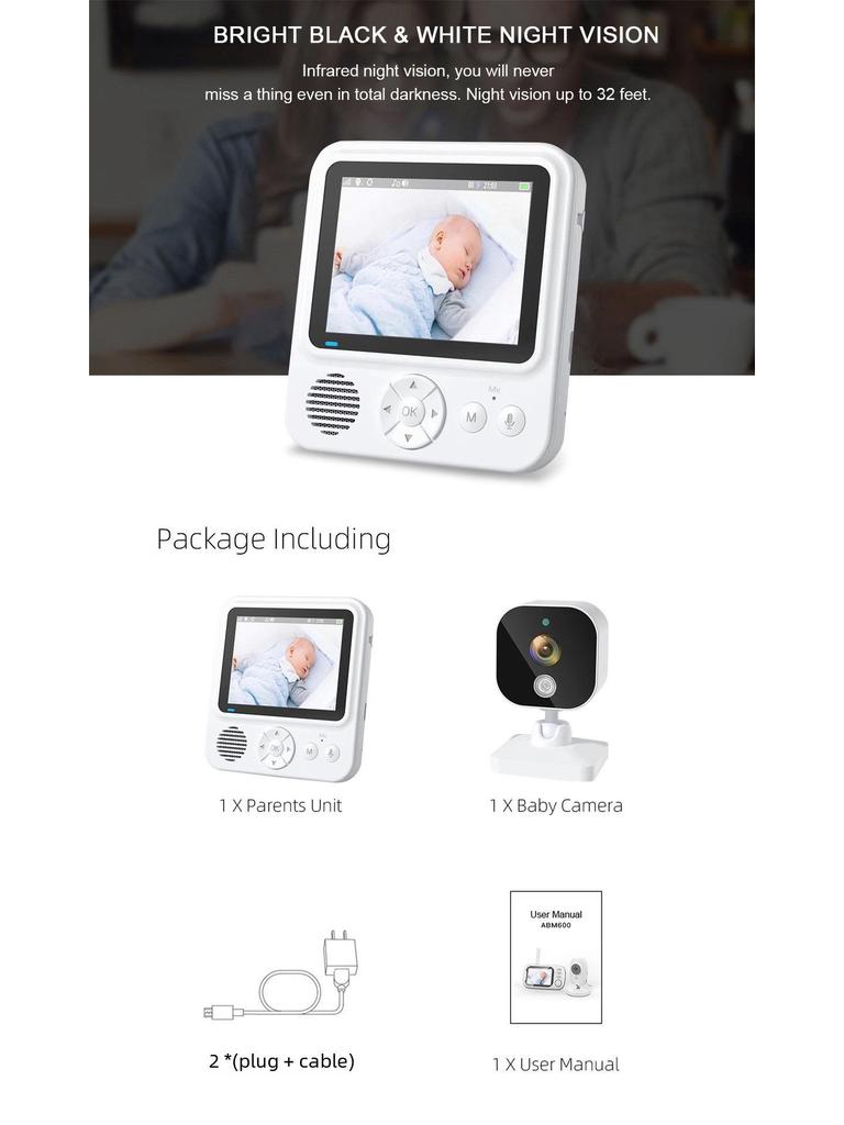 2,8" Baby Care Drahtloser Nachtsichtkamera-Monitor