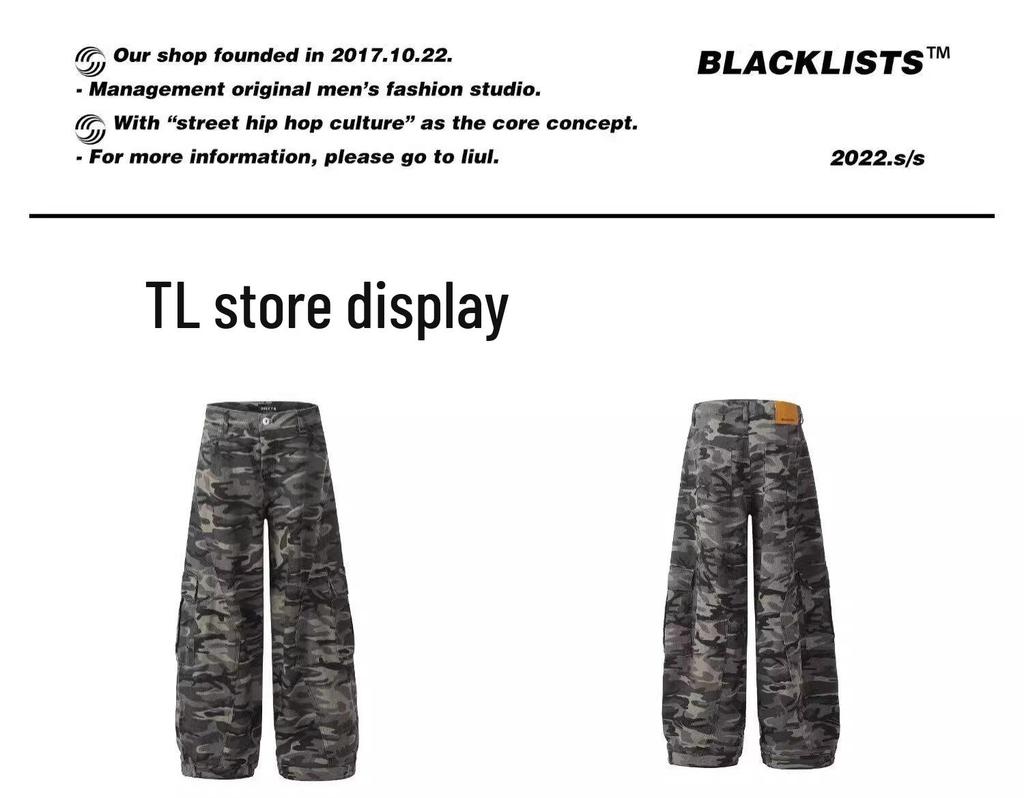 Unisex American Retro Camouflage Cargo Pants, Spring/Autumn 2024, Loose Fit, Multi-Pocket, Washed Style