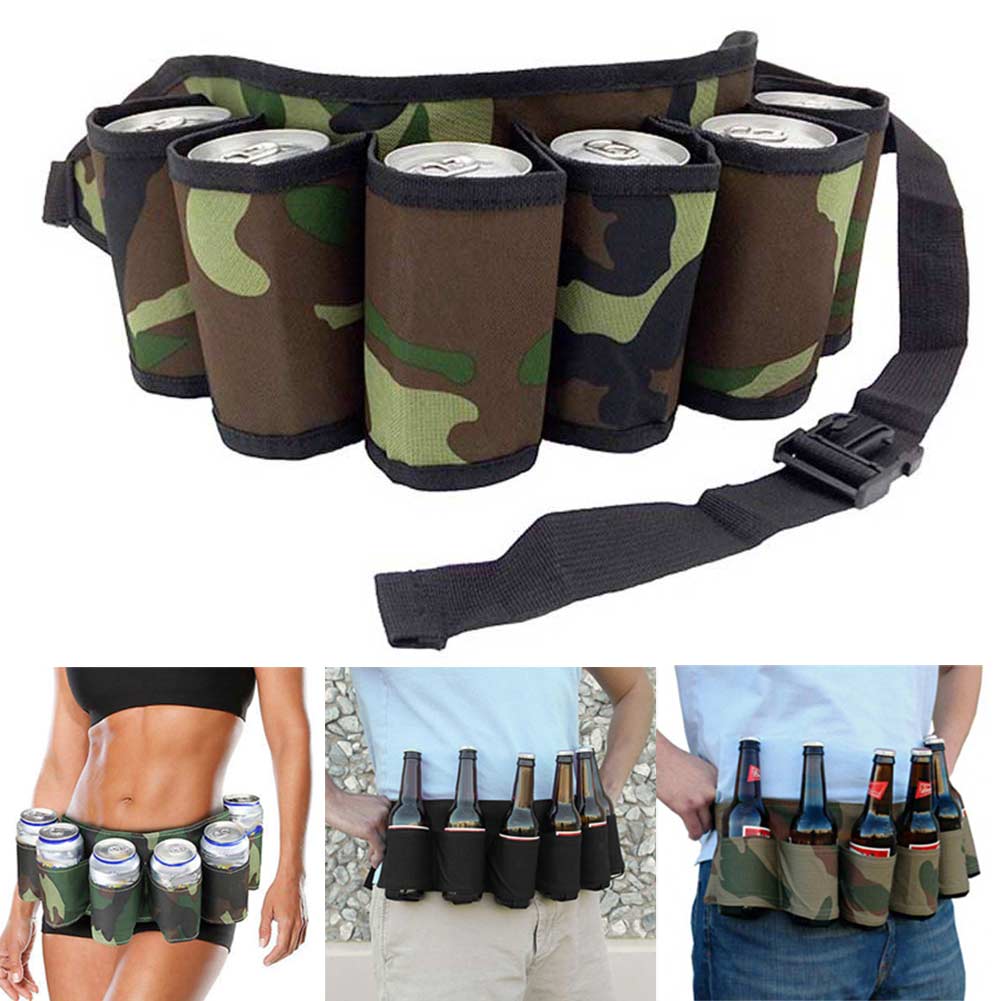 fashion Beer Holder Belt Portable  6 Pack  Beer Wine Bottle Beverage Soda Can Drink Waist Bag Ideal for party camping Outdoor