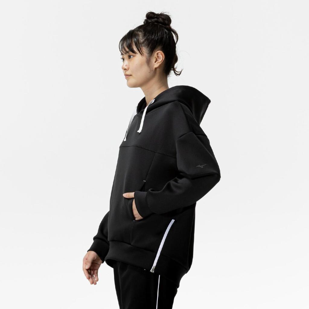 Mizuno Stretch Sweat Pullover Hoodie for Easy To Move Size XL Women's Training, In, Black, (32MCC332)