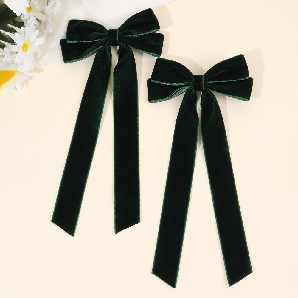 2pcs Burgundy Deep Red Hair Clips Long Tail Velvet-Like Hairpins For Girls Curly Straight Party Daily Headwear Hair Accessories