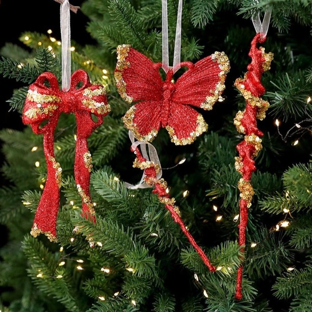 Gold Sequin Christmas Tree Pendant Butterfly Xmas Tree Pendant  Household Decor