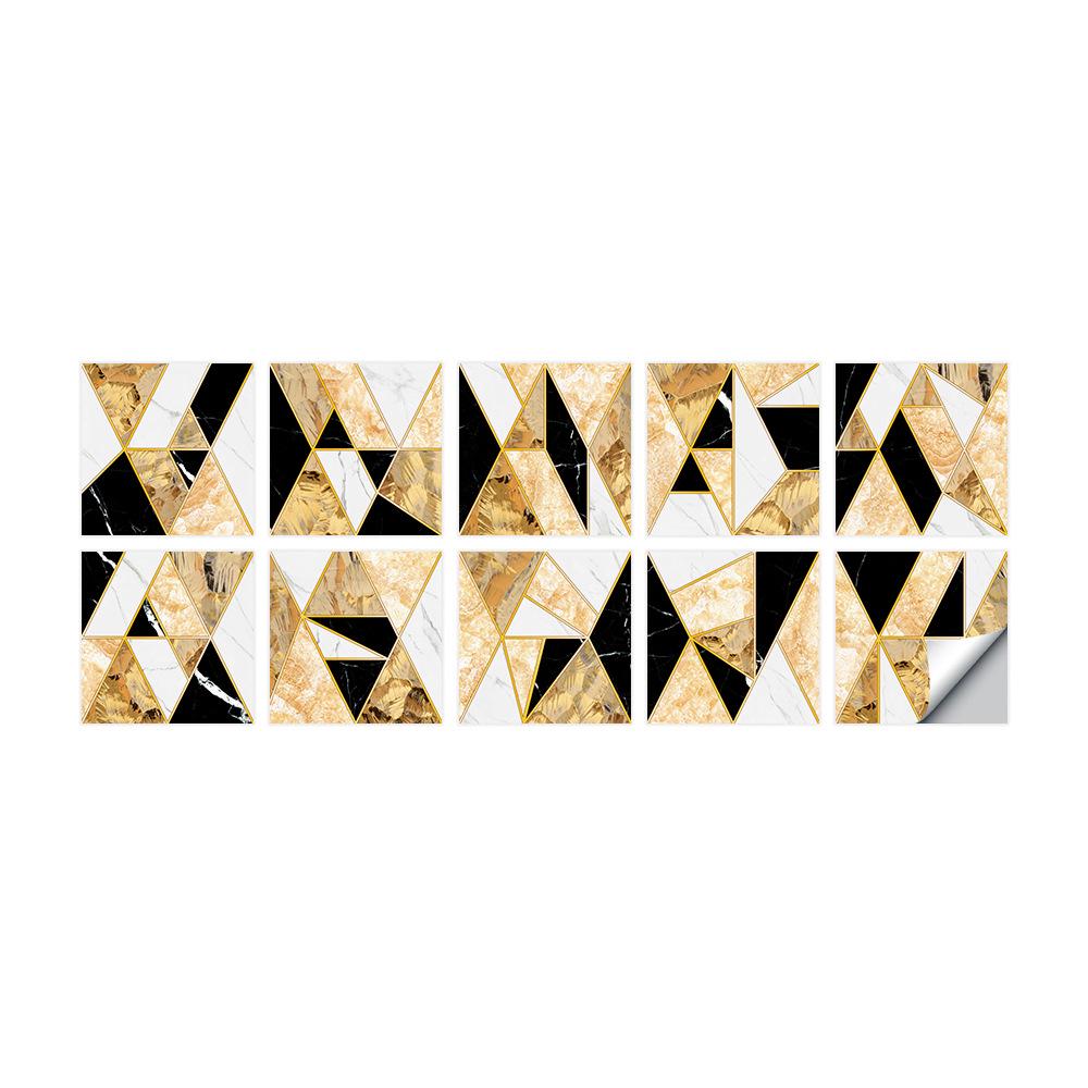 10-Pack European Style Floral Tile Wall Stickers for Living Room and Bathroom - Self-Adhesive PVC Crystal Film