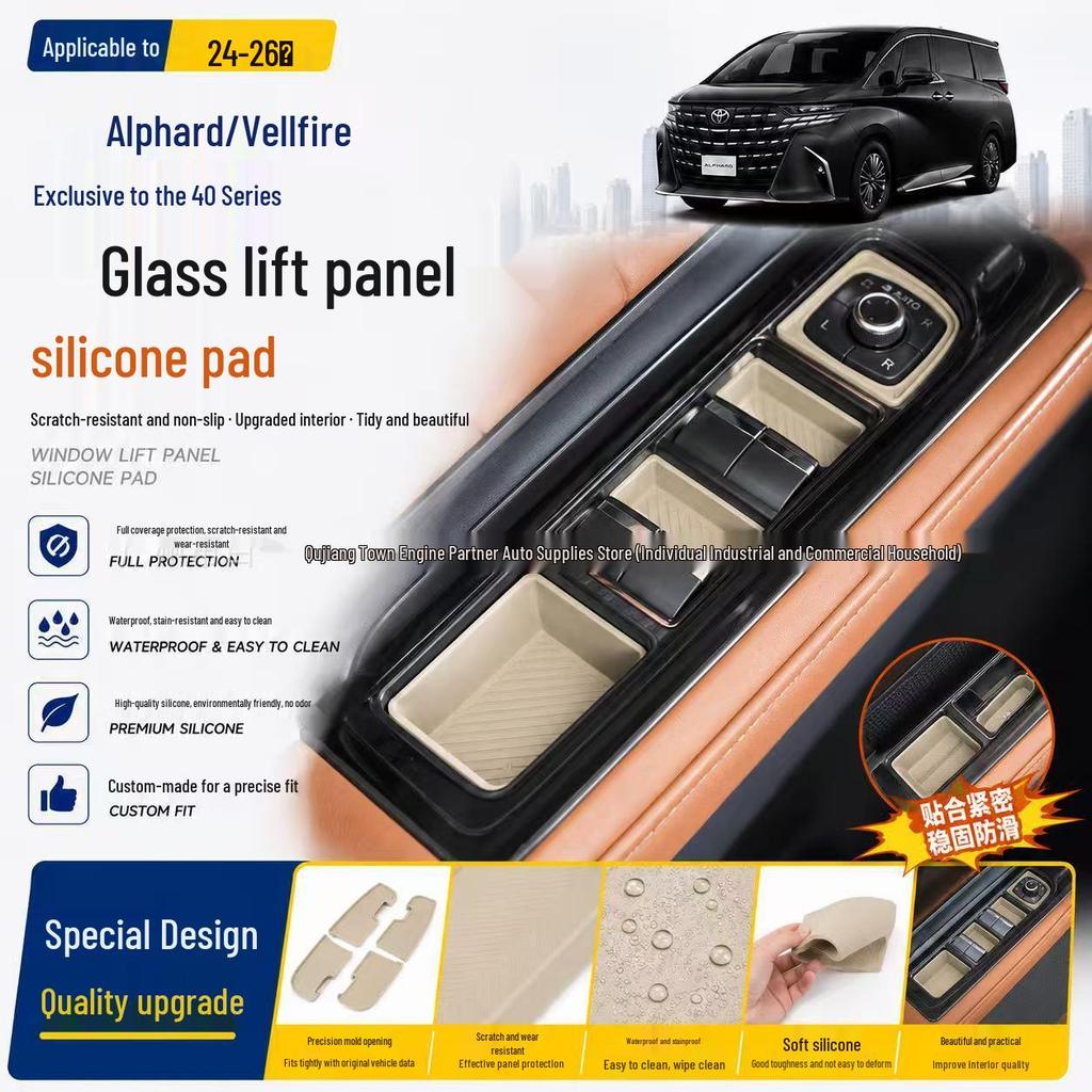 Silicone Window Lift Panel Pad for Alphard/Vellfire 40 Series Armrest Storage