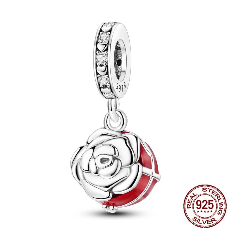 Red Color Series Charms Beads Copper Blood Heart Love Car Strawberry Fruit Dangle Fit Original Bangle Bracelet Diy Jewelry