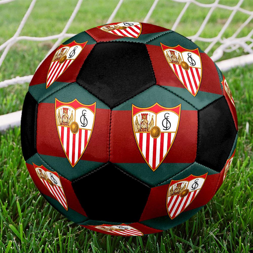 1 PZ Logo Sevilla FC Pallone da calcio taglia 5 Pallone da calcio indoor Praha Colorato Per tutte le età Cucito a macchina PVC Pronto per la competizione Resistente Rimbalzo elevato