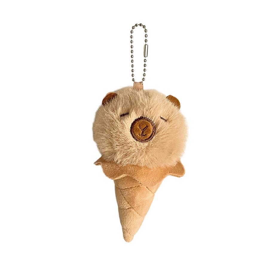 Cartoon Plush Capybara Ice Cream Doll Kapibala Cone Keychain Pendant Doll Toy Doll