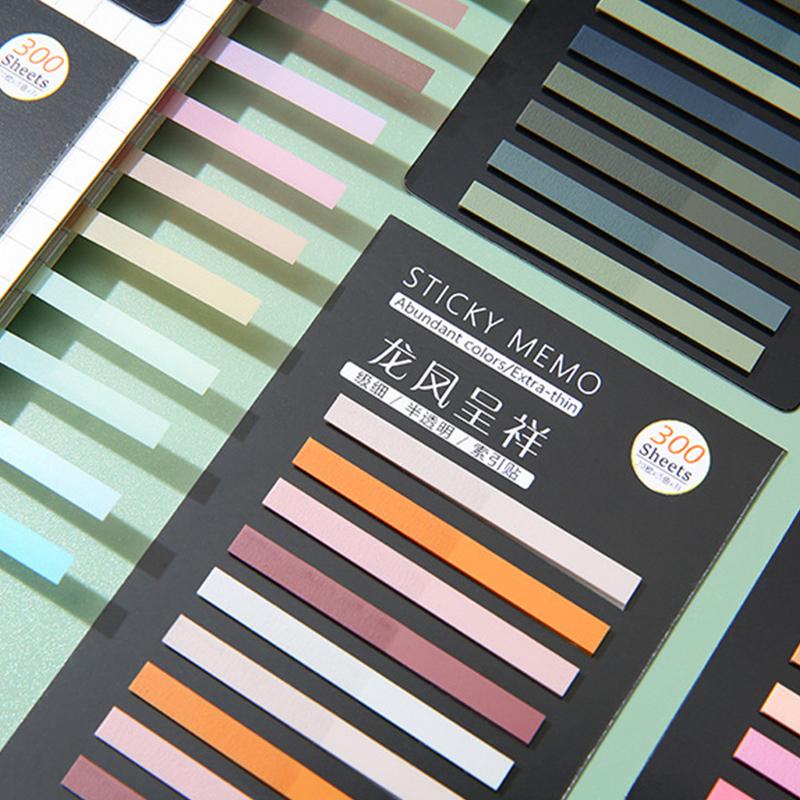 300 listů Průsvitné Duhové Barvy Indexové Samolepicí Poznámky Papírová Samolepka Blok Záložka Školní Potřeby Kawaii Kancelářské Potřeby Dárky