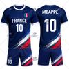 Mbappé French NO.10 Children's And Men's Sports Sets Soccer Outdoor Football Tranning Tracksuits Short Sleeve T-shirts Shorts