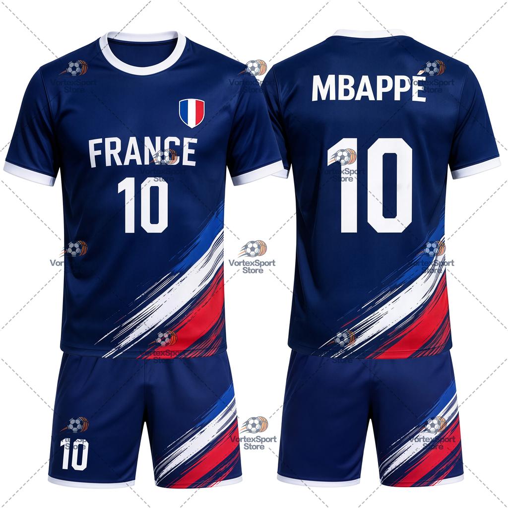 Mbappé French NO.10 Children's And Men's Sports Sets Soccer Outdoor Football Tranning Tracksuits Short Sleeve T-shirts Shorts