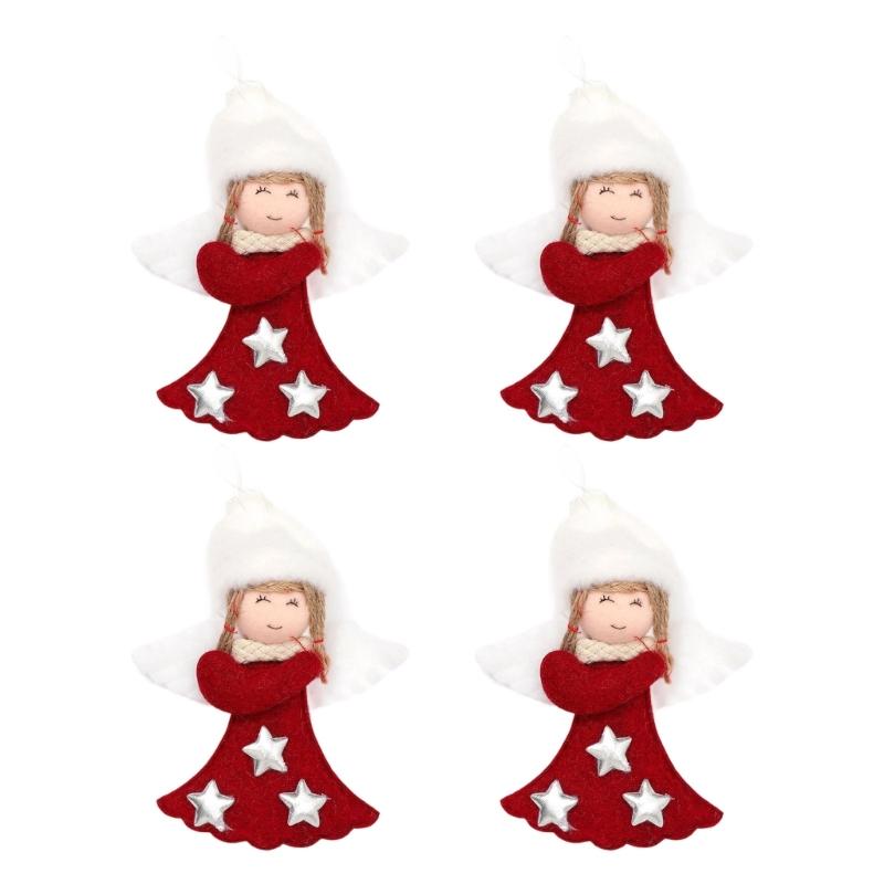 4Pcs Festival Angel Wing Ornaments For Christmas Tree Decoration Easy Hanging Design Polyester Holiday Decorations