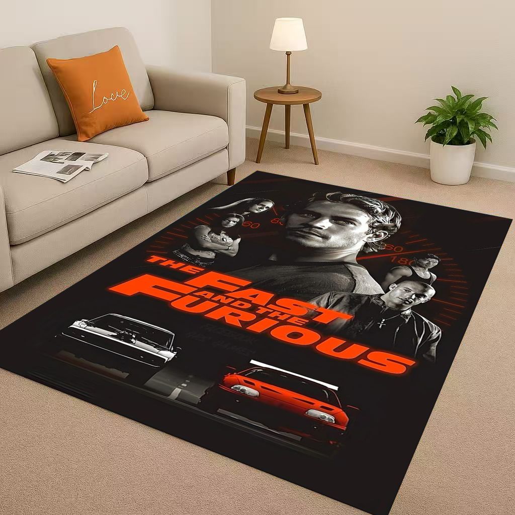 HD Fast F-Furious Vin Diesel Racing Car Living Room Non-Slip Area Rug Carpet for Bedroom Playroom Sofa,Easy Clean Home Doormat