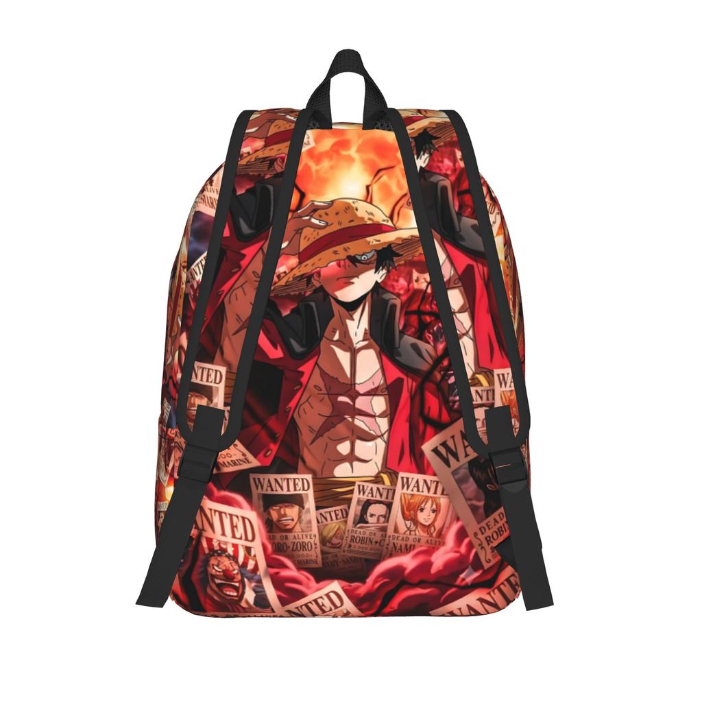 Fashion One Piece Monkey D Luffy Backpack  Mochilas Dual-Use High School Retro Washable Rucksack