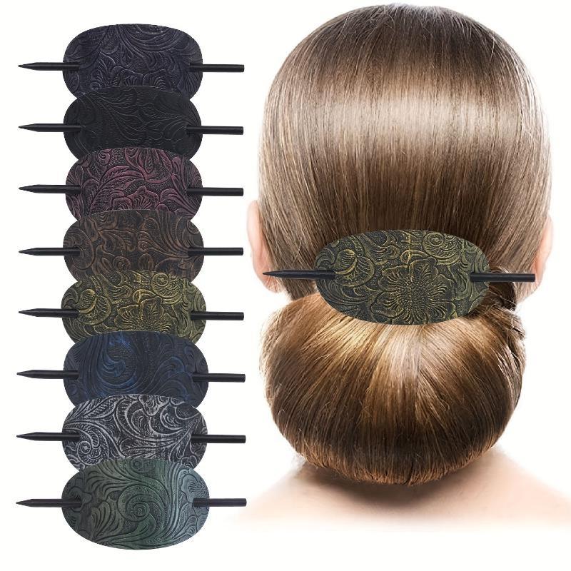Hårspenne med pinne ovale hårklips Hårnål hestehaleholdere Hårtilbehør i bohemsk stil Treslidepinne for kvinner Jenter