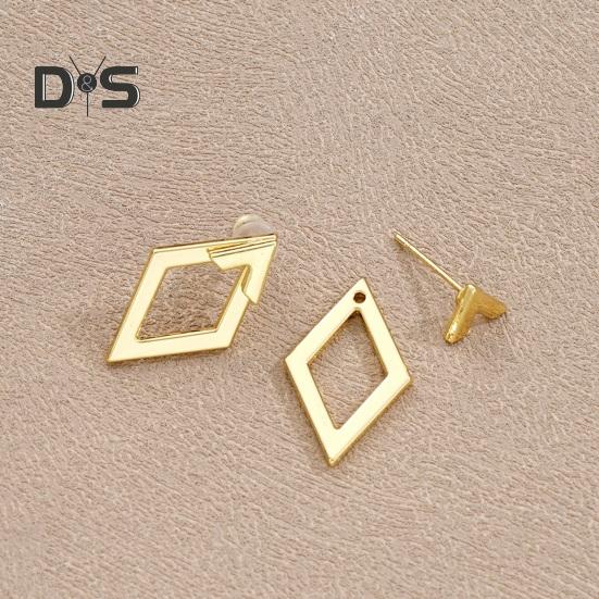 1 Par Pendientes Geométricos de Rombo para Mujer Hipoalergénicos Ligeros Minimalistas Pendientes Statement Pendientes de Tuerca Metálicos Huecos Cuadrados Delanteros Traseros Joyería