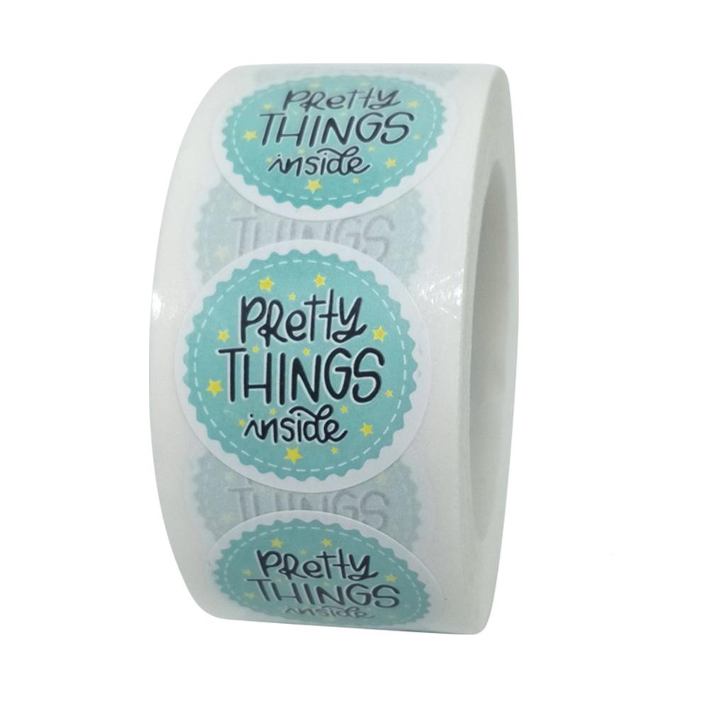 Round Pretty Things Inside Stickers 50pcs Seal Labels Baby Shower Gift Decor Baking Package Envelope Stationery Sticker