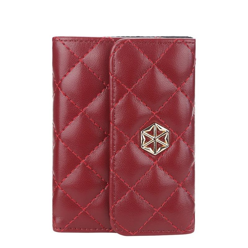 

Oiseen новый женский картхолдер с тиснением, многокарманный органайзер для мелочи, компактный кошелек с застежкой темно-красного