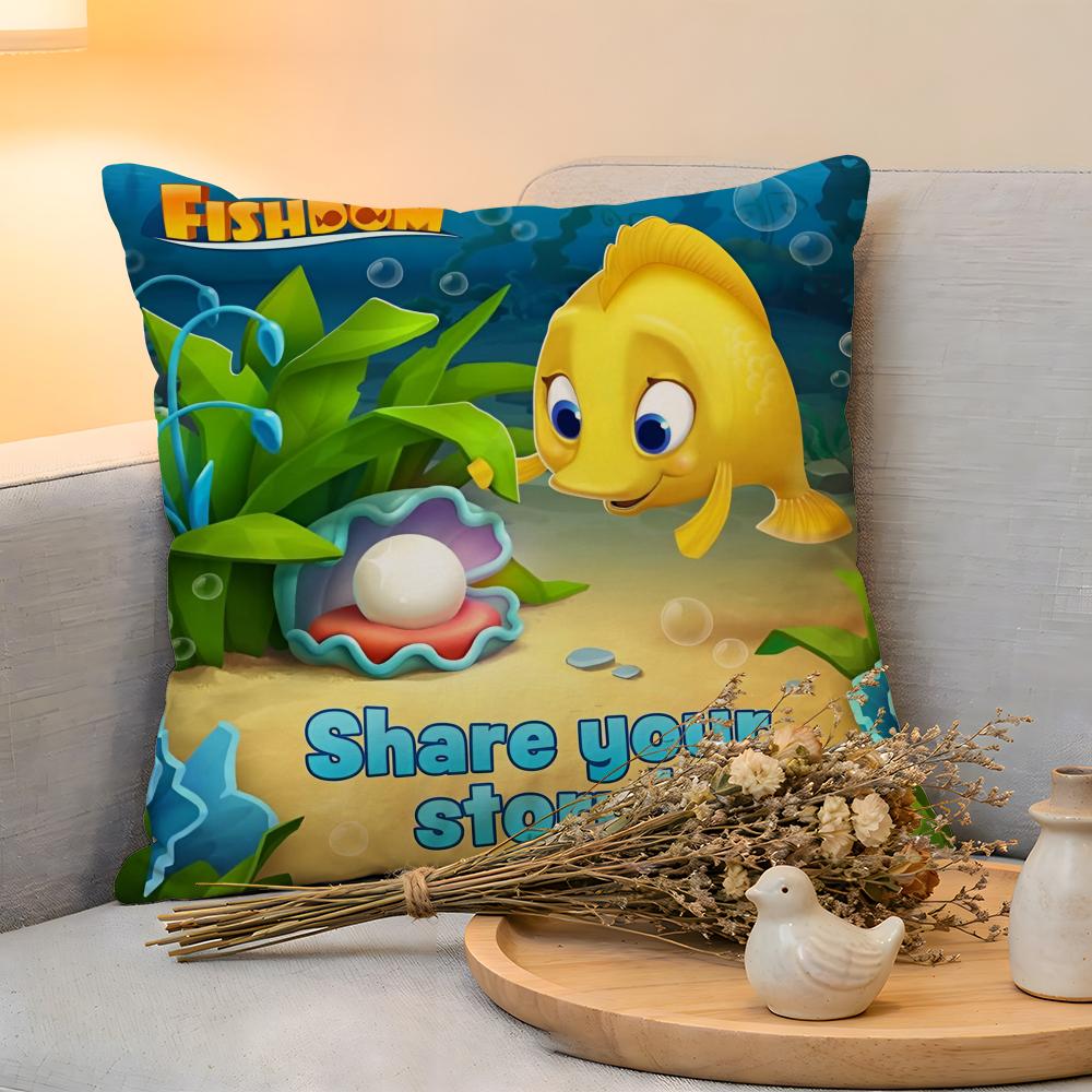 Cushion Cover Linen SkinFriendly Soft Decorative Case For Sofa Home Decor Hot Anime Fun FFishdom Pillow cover