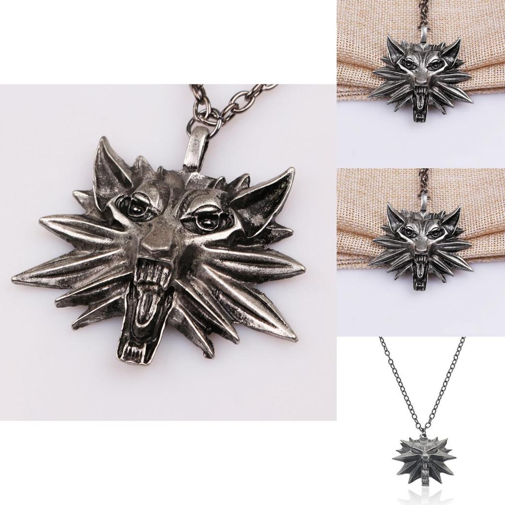 The Witcher Alloy Wolf Head Necklace Featuring Electroplated Alloy Material For Casual Wear