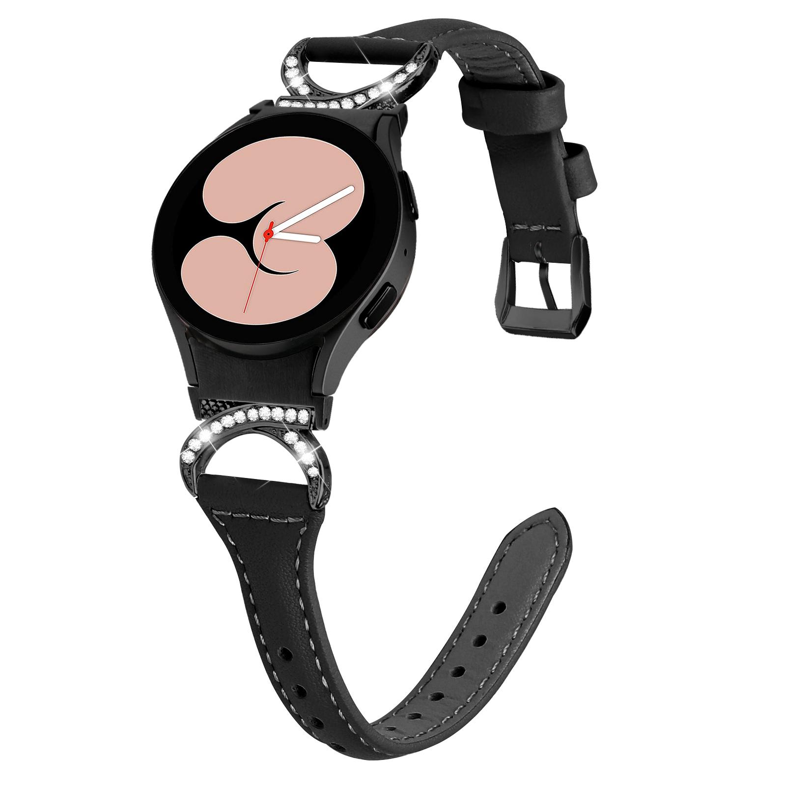 

For Samsung Galaxy Watch6 40mm 44mm/Watch6 Classic 43mm 47mm/Watch 5 40mm 44mm/Watch4 40mm 44mm Watchband Rhinestone Wrist Strap with Black Buckle Black