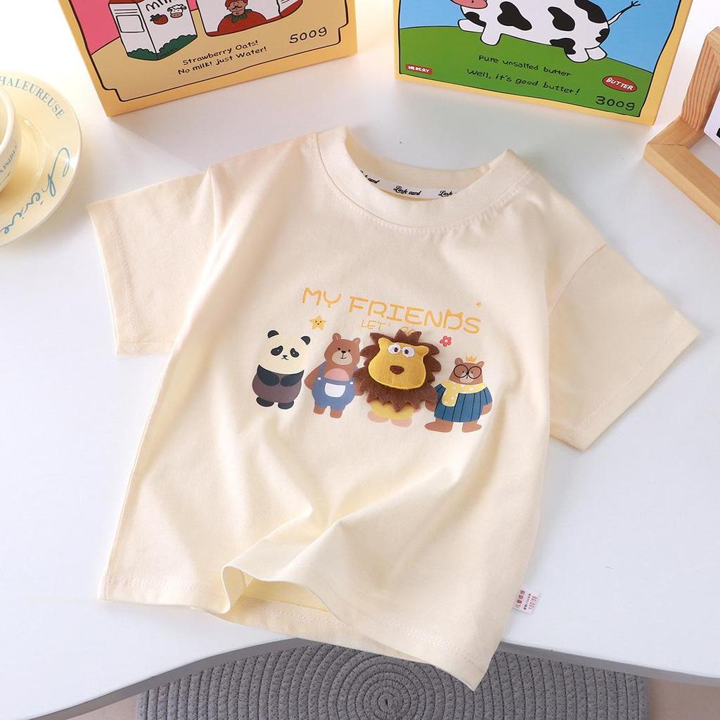 Cartoon 3D Doll T-Shirt for Kids - Pure Cotton, Short Sleeve, Summer Parent-Child Outfit