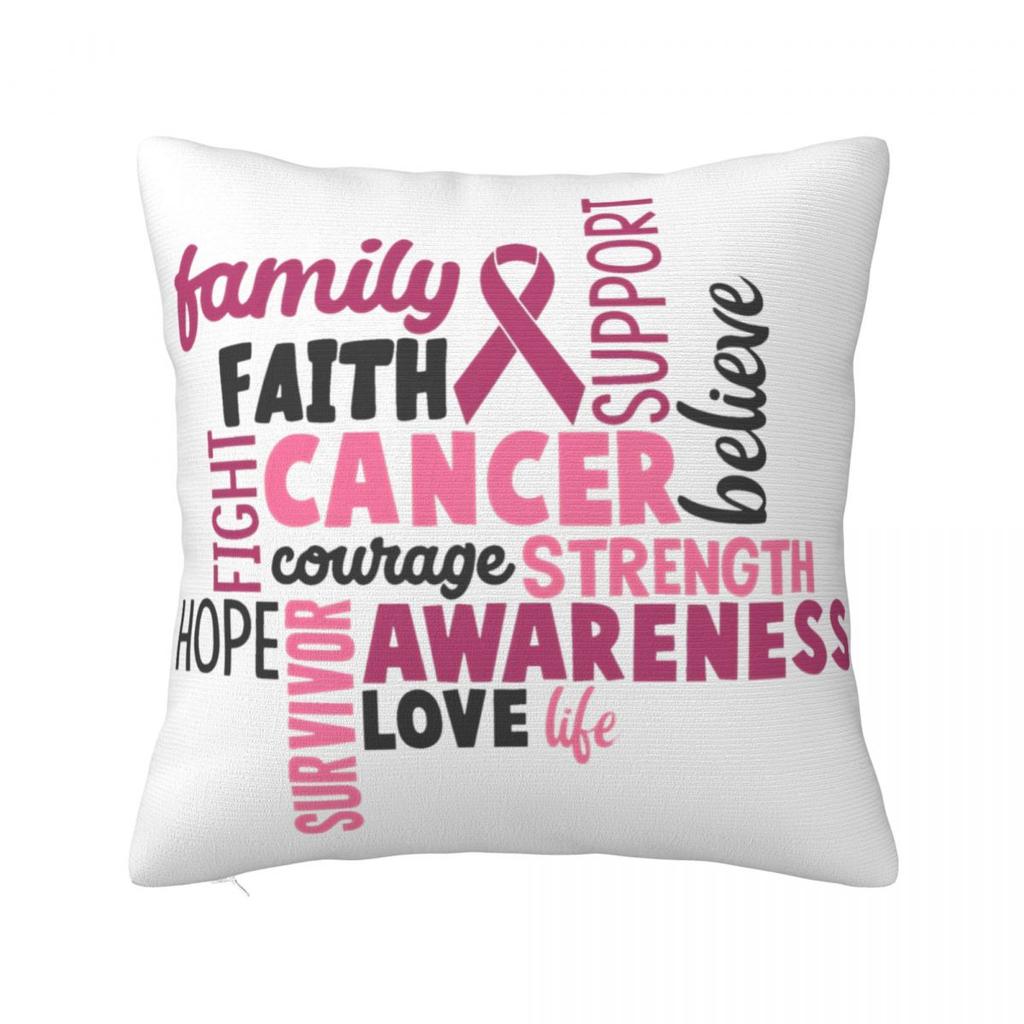 Football Breast Cancer Breast Cance Square Pillow Cases Cushion Cover Fashion Zipper Decorative Pillowcase for Car 45x45cm