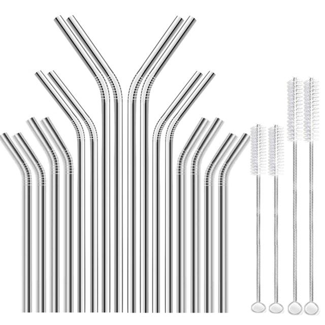 4 rozmiary wielokrotnego użytku słomki do picia ze stali nierdzewnej długie krótkie metalowe słomki zestaw z 4 szczotkami do baru party dzieci napoje