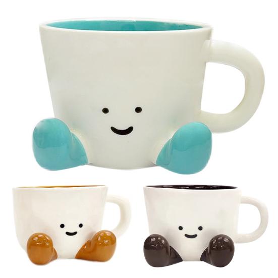 300ml Ceramic Mug Cartoon Feet Design Hot Cold Drinks Mug Suitable Capacity Happy Face Ceramic Tea Mug Drinkware