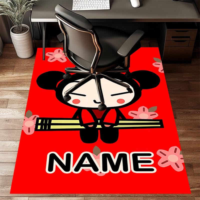 Custom PUCCA Mat Personalized Name, Polyester Washable Indoor Entryway Rug, Gift for Christmas, Easter, Thanksgiving Day
